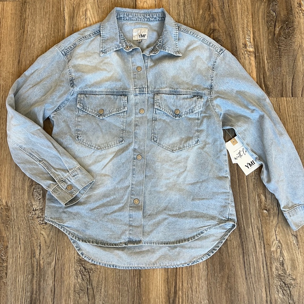 YMI denim button up never worn size large